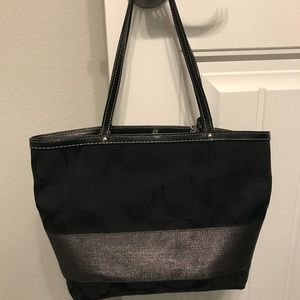 Authentic Coach Signature striped rev tote